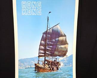  Vintage Lithographic Travel Poster HONG KONG Created by Brown & Bigelow USA - 25.5" x 37.5"