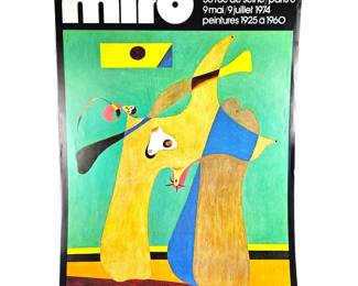 Original Vintage 1964 Art Exhibit Lithographic Poster from Paris Featuring Spanish Artist Joan Miró - 23" x 34"