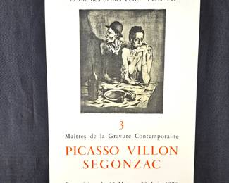 Vintage Original 1970 Picasso Art Exhibit Print Poster 17" x 25.5" on Heavy Weight Paper