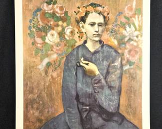 Pablo Picasso 1905 "Boy with a Pipe" Offset Lithograph 21" x 27" Printed in Paris Before His Death