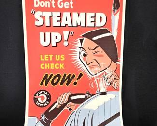 Large Vintage Lithograph Advertising Poster for Pontiac Car Auto Service 1954 - 38" x 25"