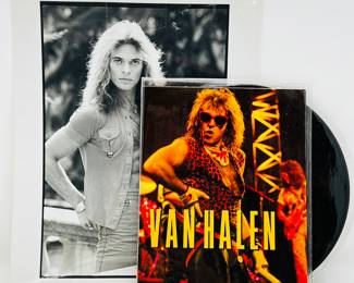 Van Halen Vinyl w/ 1979 “Little Dreamer” & 1984 “Hot For Teacher” Singles - Plus David Lee Roth B&W photo