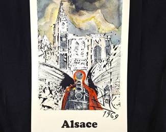 Salvador DALI : Strasbourg (Alsace) - Vintage lithograph Railroad Promotion on Heavy Weight Paper 25" x 39"