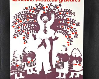 Vintage French Art Exhibit Poster CHRISTINE THOUZEAU Ann.'70 Exposition Galerie M. Benezit - Paris