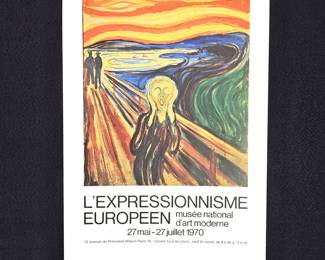  European Expressionism Vintage Art Exhibition Lithographic Poster, 1970 Featuring Edvard Munch