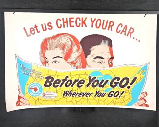 Large Vtg Lithograph Advertising Poster for Pontiac Car Auto Service 1960 - 38" x 25" by "Litho Paint Poster"