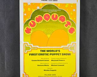 Vintage Original 1971 Promotional Poster for "Kumquats, The World's First Erotic Puppet Show"