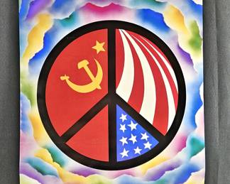 Vintage Lithographic Promotional Poster 1989 "Super Power Peace" by Chase Garfinkle Artist