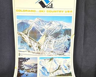 Original Vintage 1960s Vail, CO Ski Trail Map by LooArt in Colorado Springs - Vintage Travel Poster