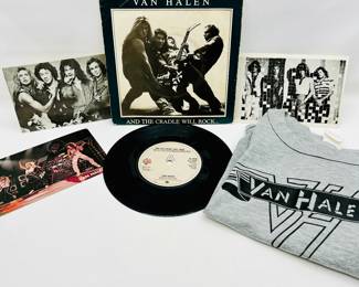 Van Halen Memorabilia Vinyl Record, T-Shirt & Party Invitation