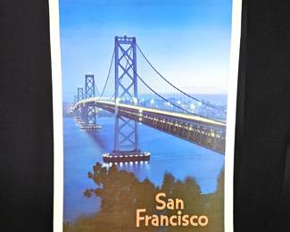  Original Vintage Lithographic Travel Poster "San Francisco" Printed by B & B Div. Standard Packaging Corp