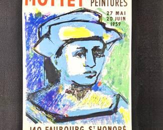  Mottet Paints 1959 Poster Original Art Exhibit Mourlot Lithograph - Vintage Poster