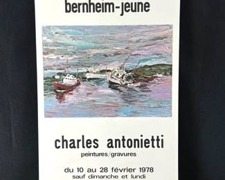 Vintage Charles Antonietti Marine Art Offset Lithograph - 1978 Exhibition Poster, Bernheim-Jeune Gallery