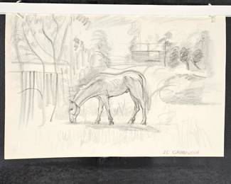  Original Art Sketching of a Horse by Julie Greenwood 17.5" x 12"