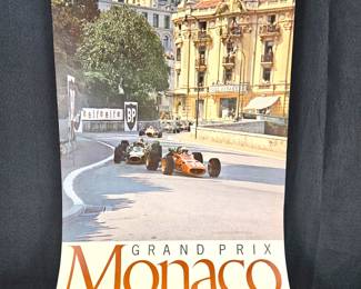 Original Vintage Travel Poster Lithographic Print - Monaco Grand Prix 1967-68