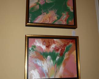 Maryam Moeeni, an artist that lives part of the year in Jonesboro and the remaining in Arizona. Her work has been  shown by the Sara Howell Gallery.   These are the only framed pieces of hers in the house. In the LR.