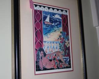 An original, signed framed art from The Cayman Island. Upstairs on the landing.