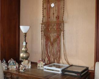 Vintage, 1973 macrame hanging in Library.