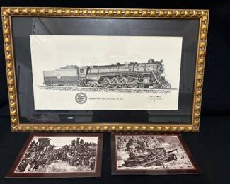 Atlantic Coast Line Locomotive No. 1808 by Jerry Miller, framed and matted and other prints