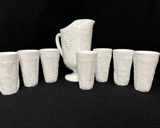 Grape and Cable Milk Glass