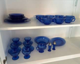 Depression Glassware - Moderntone in Cobalt Blue