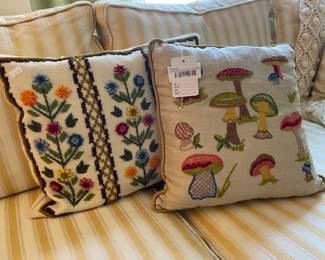 Embroidered Mushroom Pillow