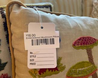 Embroidered Mushroom Pillow