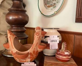 Mexican Terracotta Chicken Planter, Ute Native American Pottery Vase