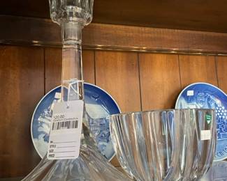 Orrefors Candlestick, Royal Copenhagen Plates