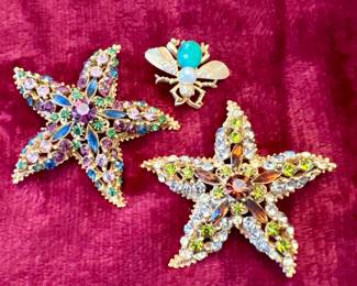 Vintage Florenza Starfish Brooch & Bee Pin