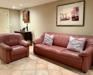Vintage Leather Loveseat & Sofa