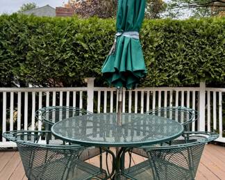 Wrought Iron Patio Set & Umbrella