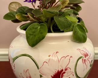 Too Fortunate Pottery, Signed Vase with Violets