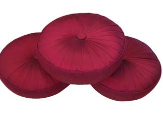 Three Ruby Red Round Pillows 