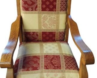 Antique Oak Upholstered Rocker 
