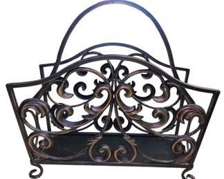 Rustic Scroll Metal Magazine Rack 