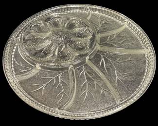 Pebble Leaf Clear Deviled Egg Platter 