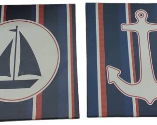 Pair Of Nautical Themed Canvas Art 