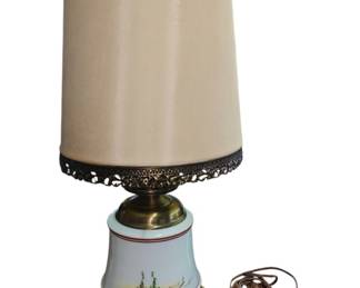 Glass Painted Hurricane Lamp 