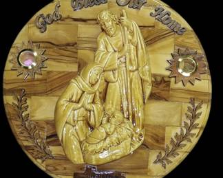 Holy Family Olive Wood Wall Plaque 