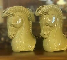 Mid Century Modern Trojan Horsehead vase planters (2)
