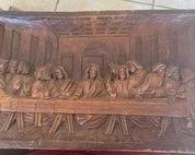 Vintage 1960 Carved Burwood Last Supper plaque 