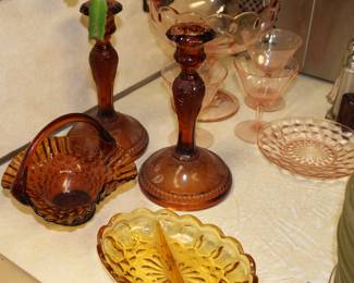 Amber and pink vintage crystal