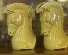 Mid Century Modern Trojan Horsehead vase planters (2)