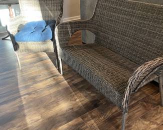 Wicker loveseat and side chair 