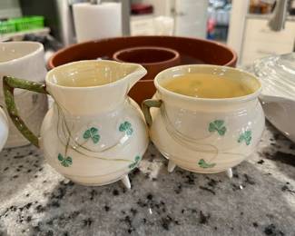 Belleek creamer & sugar