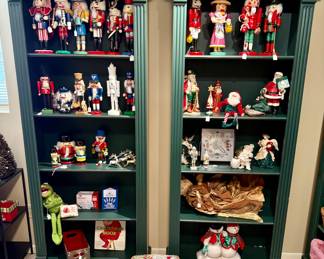 Collection of Nutcrackers and Christmas Decor, Book Shelves, and more...