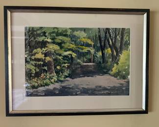 "Woodland Road" watercolor by O. Brown