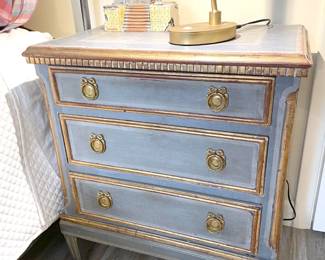 painted vintage blue and gold night table