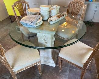 glass top dining table, seats 4